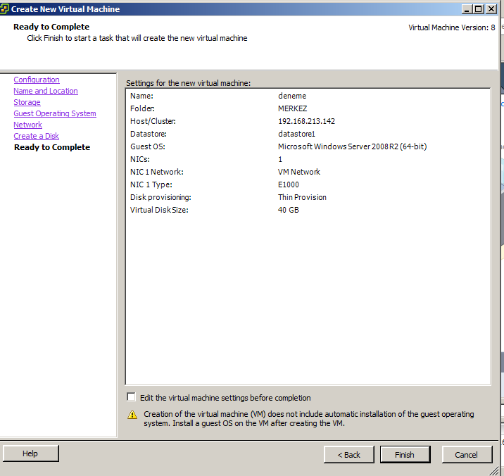 Sunucu Yeni Makine Açma